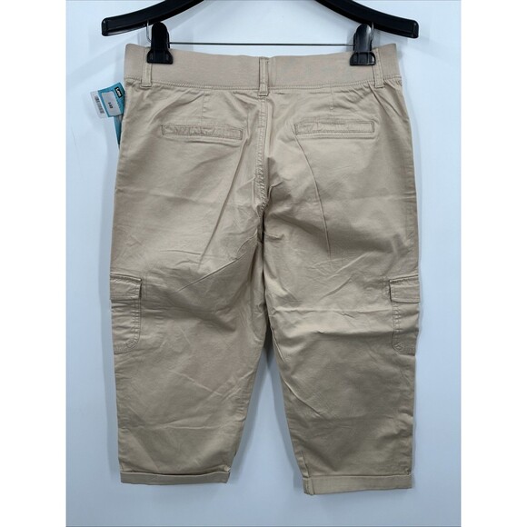 Lee Capri Pants 12 Tan Chino Khaki Cago Comfort Waist Casual Cotton Stretch NEW - Picture 4 of 8